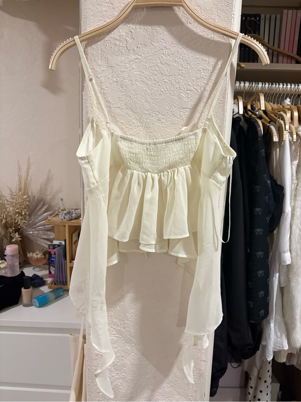 Tilly's Cream Ruffled Tie-Front Cami - Picture 3 of 3